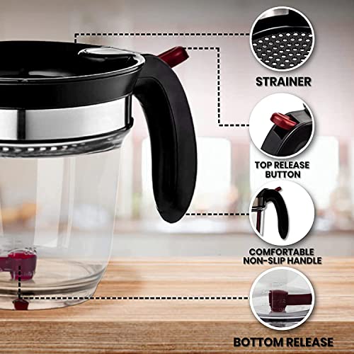 NejaMart Fat Separator With Bottom Release 4 Cups Gravy Separator And Fat Separator For
