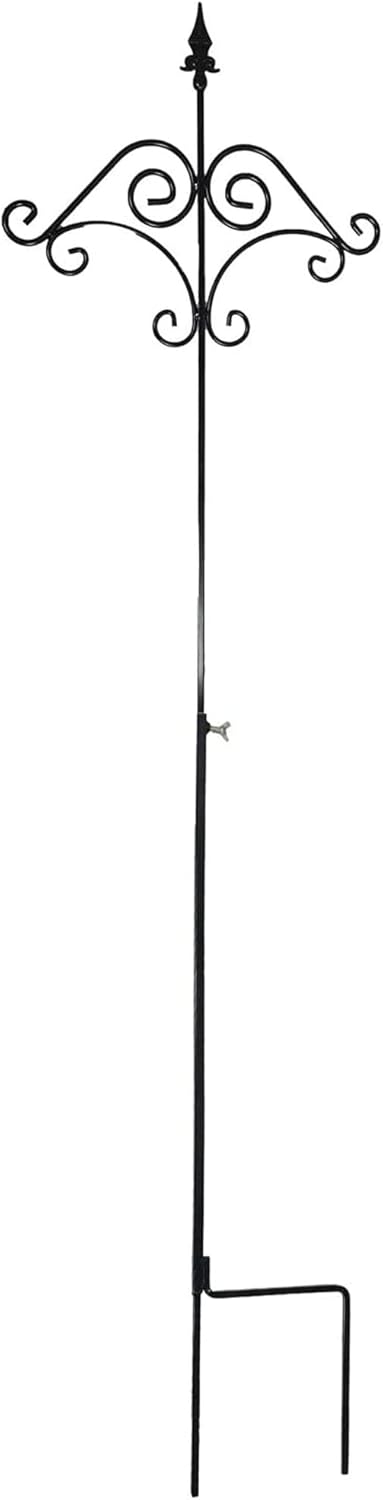 Outdoor Shepherd's Hooks - Ashman 91 Inch Adjustable Shepherds Hook With Floral Design 5/8 Inches Thick, Super Strong, Rust Resistant Steel Hook for Hanging Plant Baskets, Bird Feeders, Lanterns, Wind Chimes and use at Weddings