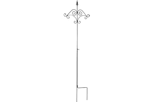 ASHMANONLINE Ashman 91 Inch Adjustable Shepherds Hook With Floral Design 5/8 Inches Thick, Super Strong, Rust Resistant Steel Hook for Hanging Plant Baskets, Bird Feeders, Lanterns, Wind Chimes and use at Weddings