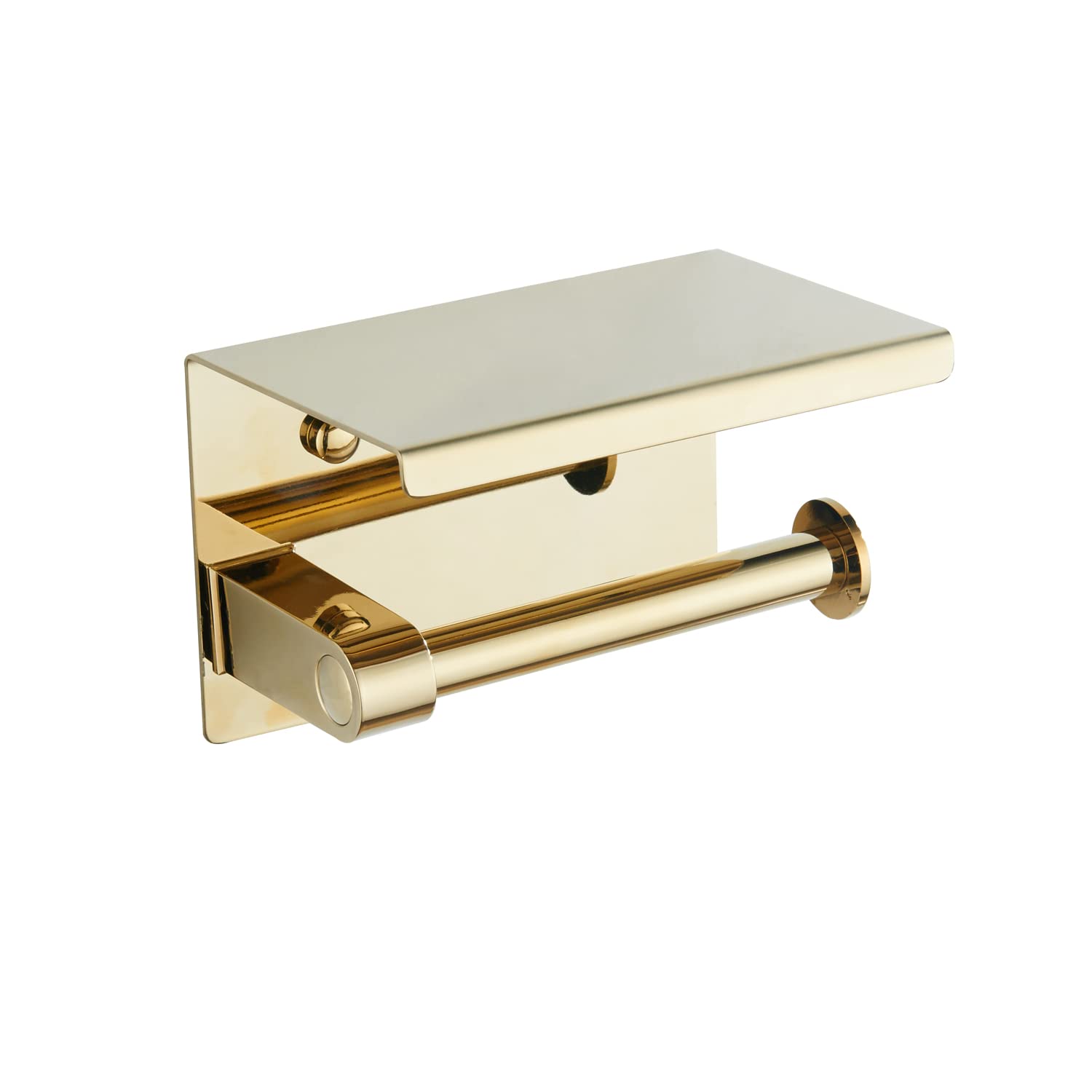 BGL Stainless Steel Toilet Paper Holder with Shelf, Wall Mounted, Gold (WT-1197-G)