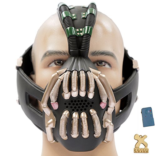 Halloween Bane Cosplay Mask with Voice Changer Modulator for Bane Jacket Coat Costume Bronze