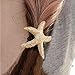 2Pcs Cute Metal Starfish Hair Band Bow Rope Elastic Ponytail Holder Hairband