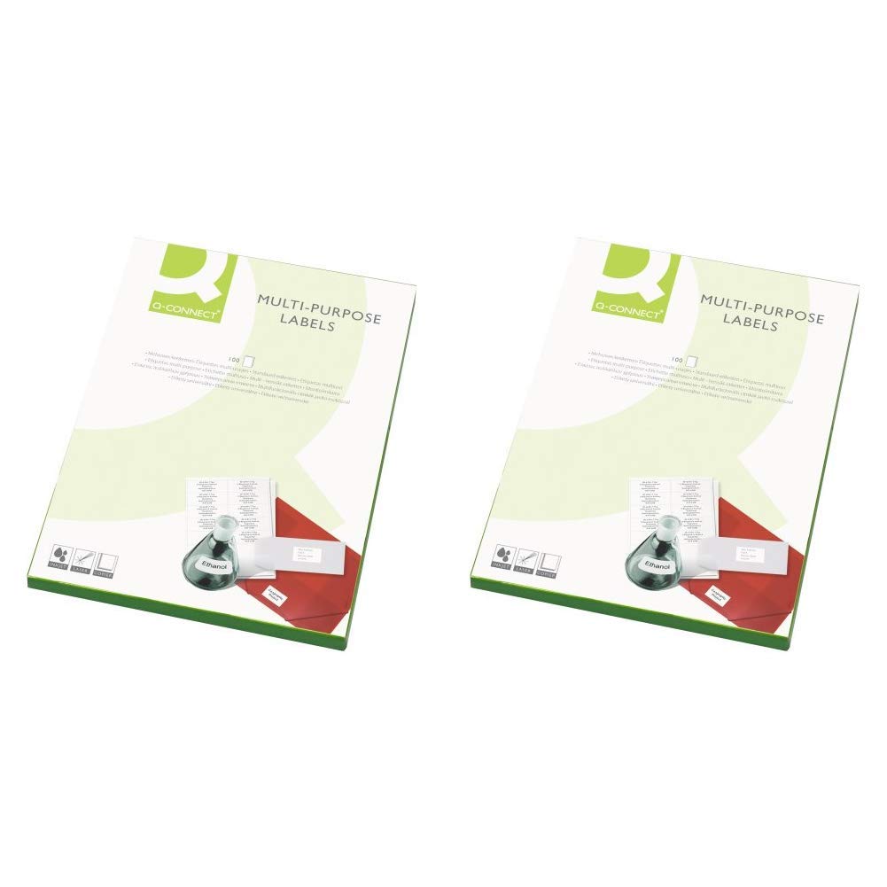 Q-Connect Multi-Purpose Label 99.1x67.7mm 8 per A4 Sheet Pack of 100 White &Q-Connect KF02246 Multifunction labels, 199.6 x 143.5 mm, 2 x A4 Sheet, white, pack of 100