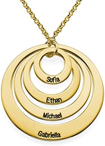 Customized Four Open Circles Engraved Necklace for Mum - Personalised Mothers Day Necklace