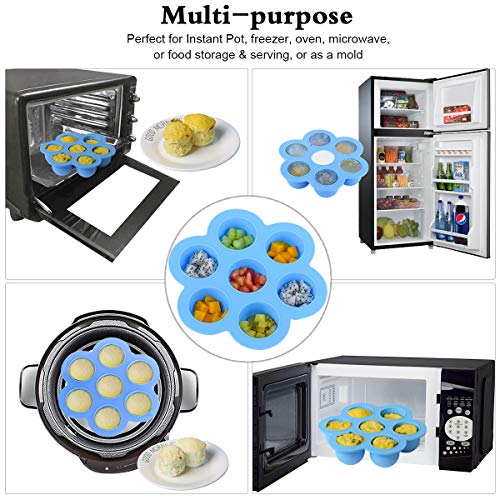 Hhyn Silicone Egg Bites Molds and Steamer Rack Trivet with Heat Resistant Handles for Instant Pot Accessories 6 Qt & 8 Qt Pressure Cooker, Baby Food Freezer Trays Food Storage Containers with Spoon - Thumbnail 4