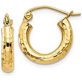 LooptyHoops14K Yellow Gold Thick Diamond Cut Hoop Earrings, (3 or 4mm Tube)