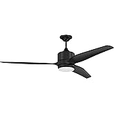 Craftmade MOB60FB3 Mobi 60" Outdoor Ceiling Fan with LED Lights and Wall Control, Flat Black
