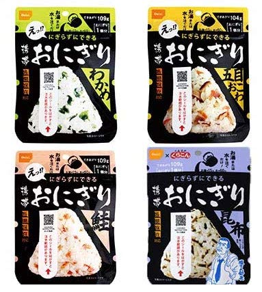 尾西の携帯おにぎり わかめ・鮭・五目おこわ・昆布 4種類・各4食ずつ 16食セット商品画像