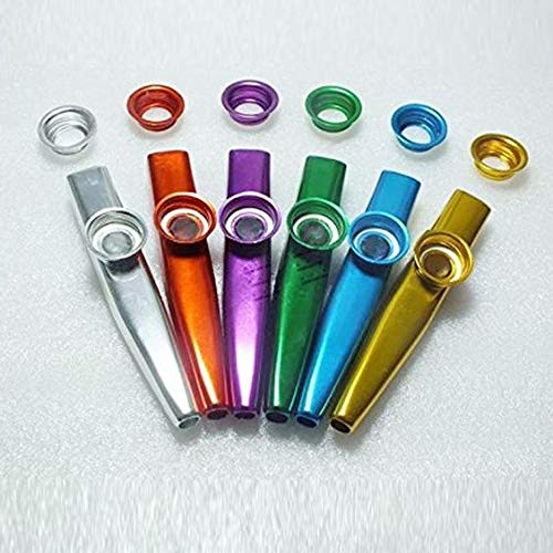Metal Kazoo Musical Instruments Flutes, 6 Colors 18 Pack,Guitar,Ukulele, Violin, Piano Keyboard (18)