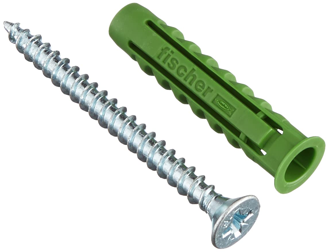 fischer 524867 SX Green Expansion Wall Plug with Screw - 8 x 40 (Pack of 45)