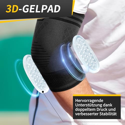 CAMBIVO 2 Pack Elbow Support with Straps & Gel Padding, Tennis Elbow Bandage Men Women for Tendinitis, Arthritis, Bandage Elbow for Weightlifting, Golf, Tennis, Garden