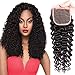 JOYFUL QUEEN 12 Inch 4x4 Brazilian Deep Wave Lace Closure Human Hair Free Part 8A Pre Plucked Lace Closure 100% Brazilian Virgin Hair Curly Lace Closure Natural Color