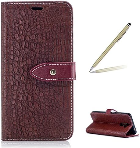 Trumpshop Smartphone Protective Case for Huawei Y7 / Y7 Prime [Brown] Crocodile Skin Pattern Premium PU Leather Flip Wallet Cover Bookstyle Card Slots Stand Feature Shockproof