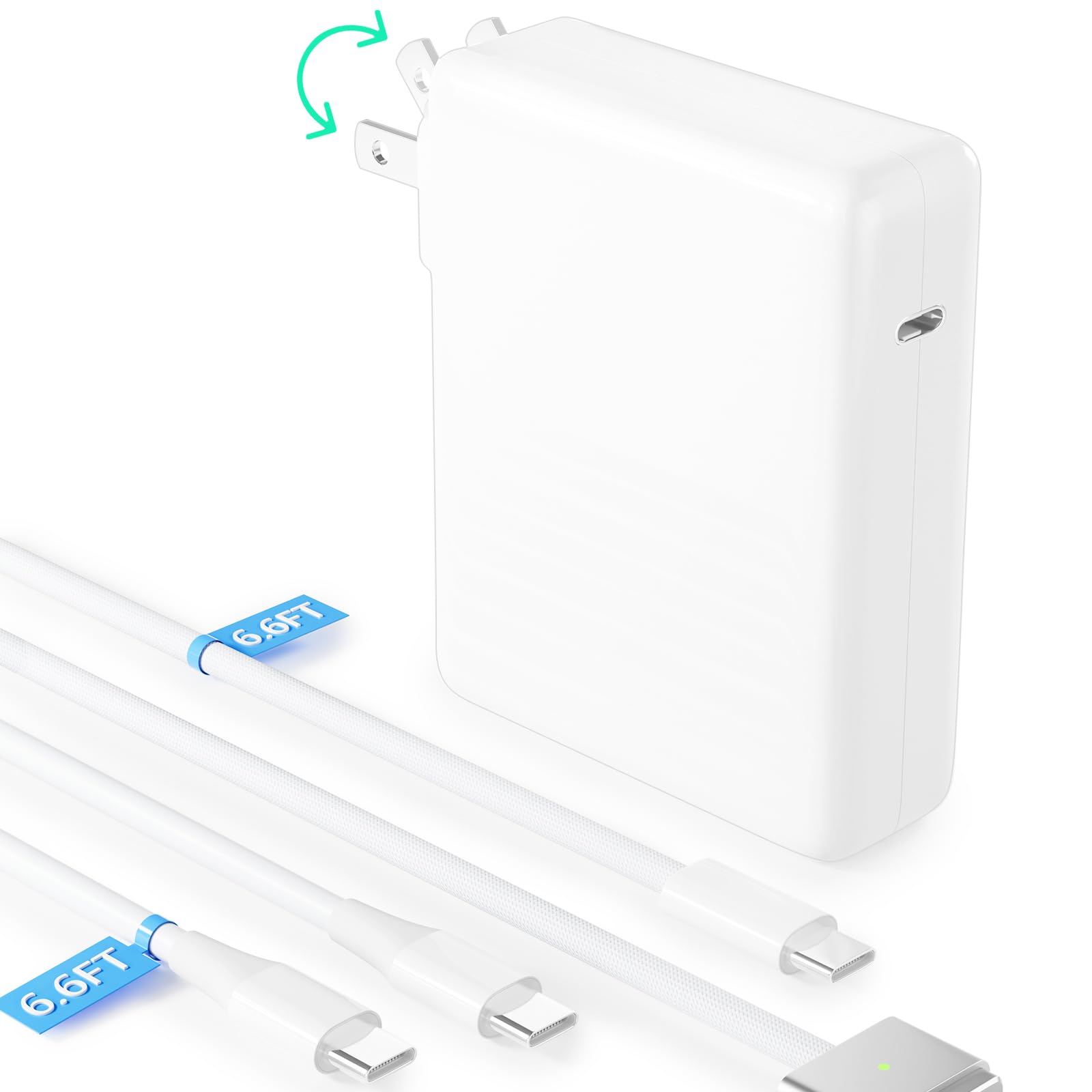 Photo 1 of 140W USB C Charger Power Adapter for MacBook Pro/Air 13 14 15 16 Inch 2024 2023 2022 2021 M3 M2 M1 & All USB C Device, with 6.6ft USB C to Mag3 E-Marker Fast Charging Cable+100W Type C Cable
