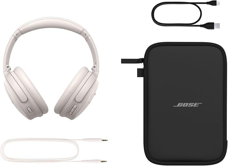 QuietComfort SC Headphones Cuffie con Cancellazione del Rumore Wireless e Bluetooth 5.1 Over-ear con Durata della Batteria Fino a 24 Ore, con Custodia Morbida, Bianco fumo