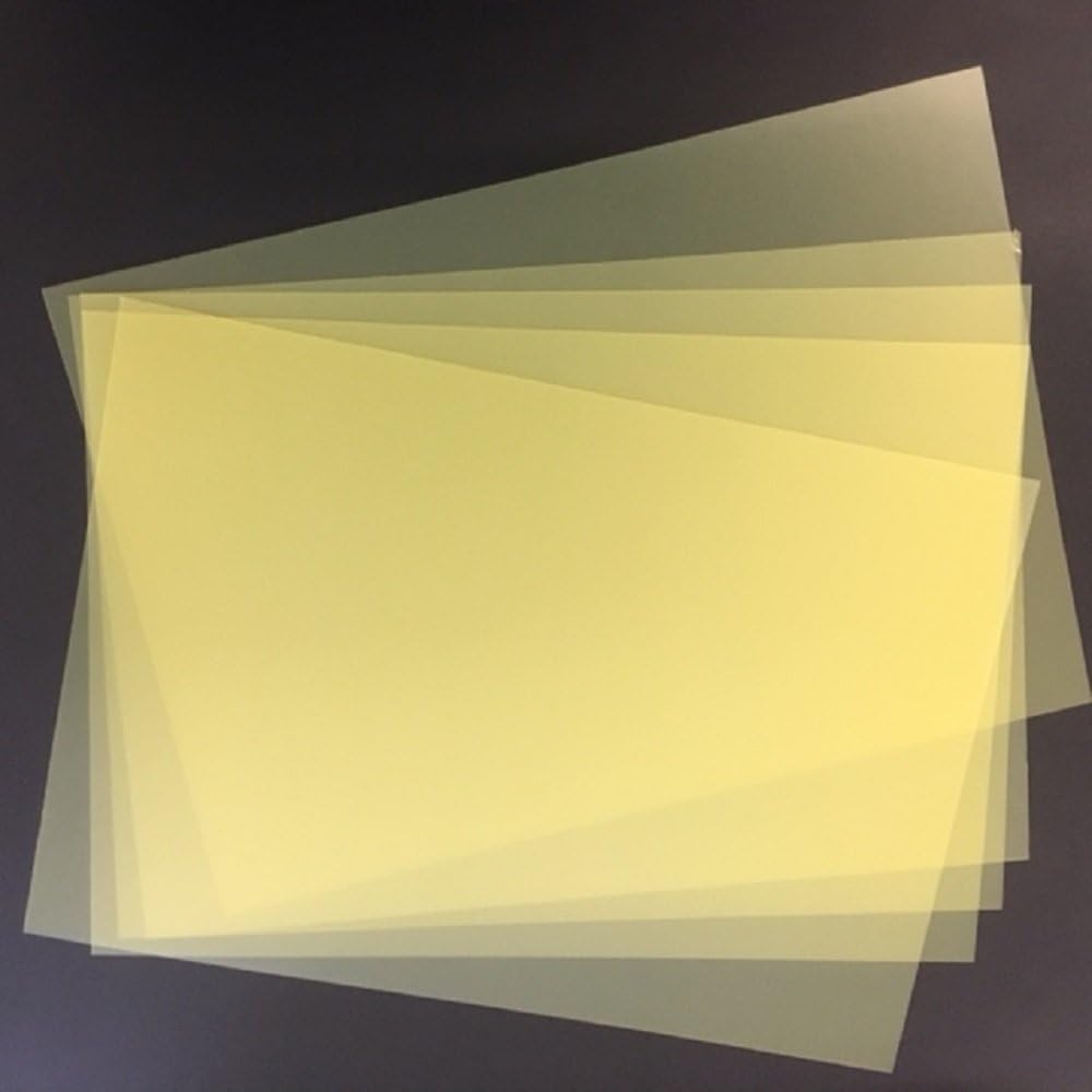DALTON MANOR A4 ACETATE ( POLYPROPYLENE SHEETS ) PACK OF 5 SHEETS IN A VARIETY OF COLOURS, SOLID AND TRASNPARENT , WHITE, BLACK, FROSTED CLEAR, YELLOW, BLUE (TRANSPARENT YELLOW)