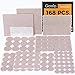 Premium Furniture Pads Set 168 Pcs Value Pack Beige - Heavy Duty Adhesive Felt Pads for Furniture Feet, Assorted Sizes with Noise Dampening Clear Rubber Bumpers. Protect Hardwood & Laminate Flooring