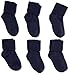 Jefferies Socks Little Girls' Seamless Turn Cuff Socks (Pack of 6), Navy, Small