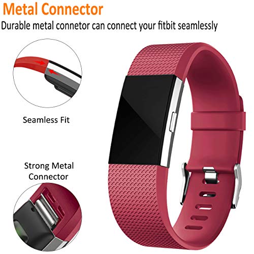 Wepro Bands Replacement Compatible with Fitbit Charge 2 for Women Men Small, 3 Pack Sports Watch Band Strap Compatible with Fitbit Charge2 HR Fitness Tracker, Black,Wine Red,Gray