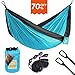 LATTCURE Double Camping Hammock, Lightweight Portable Hammock Parachute Nylon Fabric & 600LB High Capacity with 2 Adjustable Hanging Straps for Camping Backpacking Travel Beach Yard