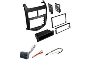 ASC Audio Grey Car Stereo Radio Install Dash Trim Kit, Wire Harness, and Antenna Adapter Combo Made for 2012 2013 2014 2015 2