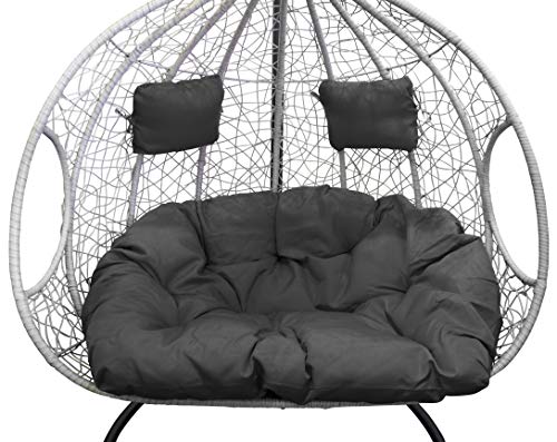 Trendyshop365 XL Polyrattan Outdoor Hängesessel mit Gestell inklusive Polster und Kissen Hängeliege Hängestuhl Garten – Bild 8
