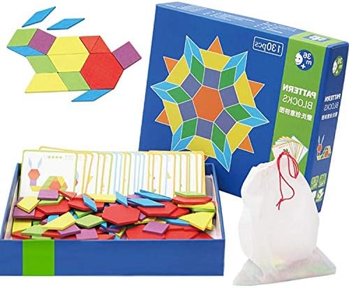 DQTYE Funny Wooden Tangram Brain Teaser Puzzle Building Pattern Blocks Jigsaw Game Intelligence Educational Developmental Toys for Children Kids