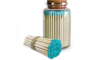 Prime Necessities Wooden Matches, 1.9" Long Matches for Candles, Matches in a Jar, Colored Safety Matches for Lighting Candles with Match Striker On The Jar (110 Matches per Jar) (Teal)
