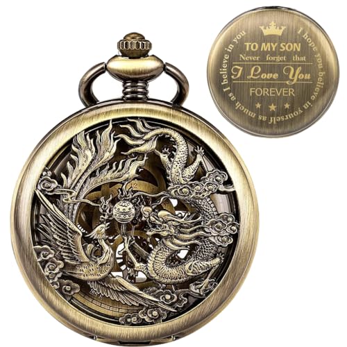 SIBOSUN Mechanical Pocket Watch for Men Antique Pocket Watch with Chain  Steampunk Skeleton Mens Pocket Watches
