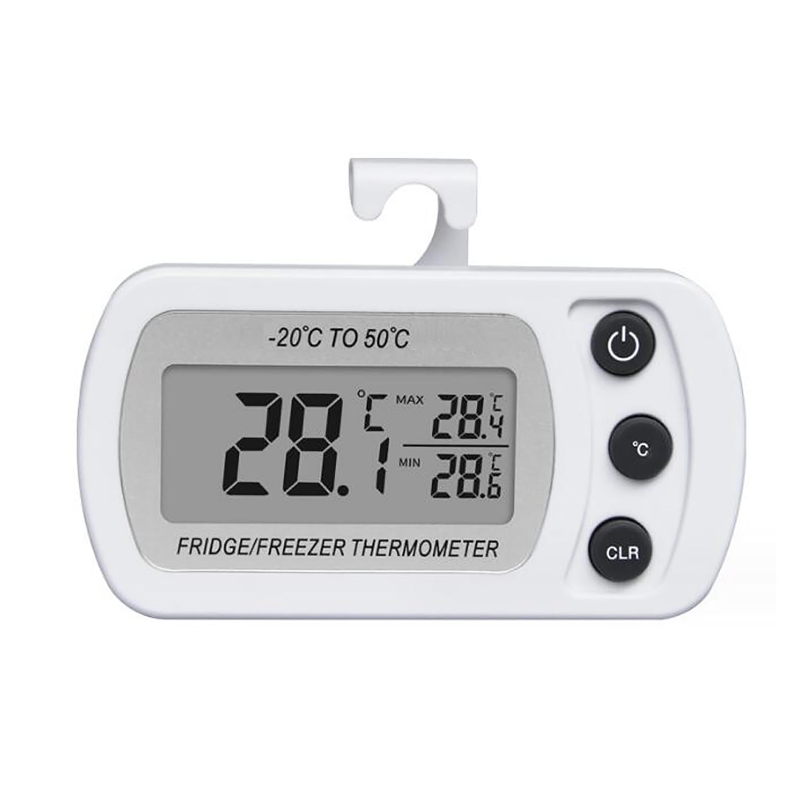 YFFSFDC デジタル温度計 冷蔵庫用温度計 小型 電子温度計 適用温度範囲-20℃-50℃ 防水 軽量 フック付き 置き掛け両用 見やすい キッチン 冷凍庫 ペット飼育用 (ホワイト) の商品画像