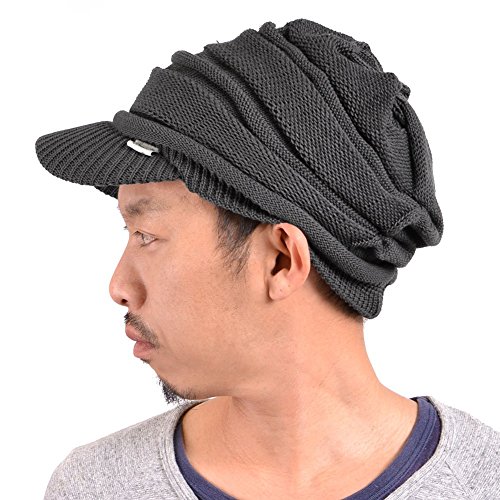 Casualbox mens Peak Cap Beanie Knit Hat Summer Warm Slouch Baggy Unisex Gray