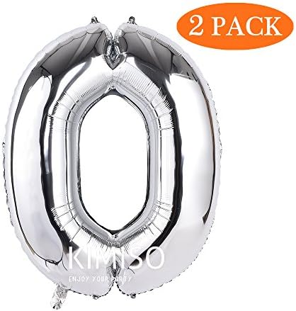 Number Balloons, 2 Pcs 40 Inch Silver Number Balloons for Birthday Decorations Party Supplies (Number 0)