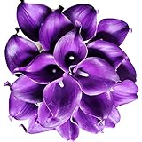 FRP Flowers 20 PCS Real Touch Calla Lily Flowers for Artificial Floral Arrangements, Bridal Bouquets, and Home Decor (Regal Purple)
