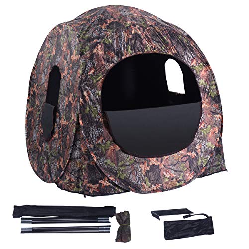 GYMAX Hunting Tent, 23 People Pop Up Hunting Blind Portable Ground