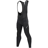 qualidyne Men's Thermal Cycling Bib Tights, 3D Padded, Fleece-Lined Winter Bike Leggings for Cold-Weather Riding