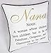 EURASIA DECOR Nana Definition Embroidered Decorative Square Accent Pillow Cover - Grandma/Me-Ma Birthday Gift, Mothers Day - 18x18 Inches, Ivory