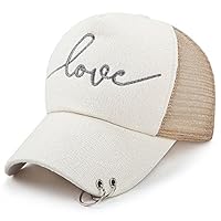 Promisen Love Men and Women Mesh Baseball Cap, Women Men Unisex Baseball Cap Mesh Snapback Hip Hop Flat Hat (Khaki)