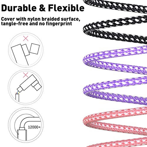 iPhone Charger 10FT Right Angle Lightning Cable 3 Pack 90 Degree Nylon Braided iPhone Fast Charging Data Sync Cord Compatible with iPhone 13/13 Pro/12/11/11 Pro/11 Max/X/XS/XR/XS Max/8/7/6