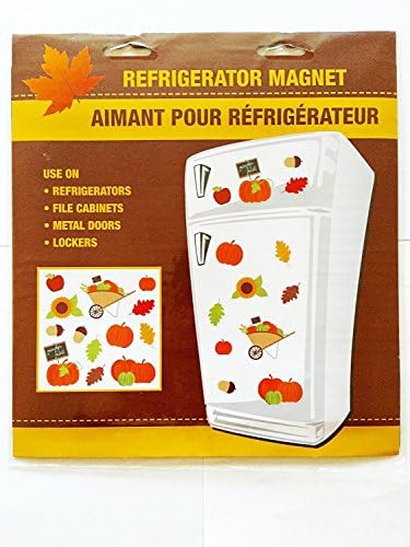 Thanksgiving Fall Harvest Refrigerator Magnets ~ Fun Autumn Theme Decorations (Scarecrow ~ Pumpkins ~ Leaves) Bundle of 4