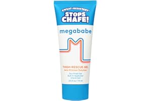 Megababe Thigh Rescue Gel | Clear Anti-Friction Barrier for Chafing | Sweat-Resistant | No-Mess Applicator | Thighs, Bra-Lines & More | 2.5 fl oz