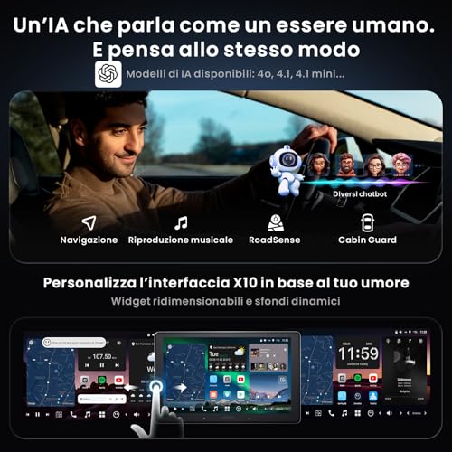ATOTOZONE X10 10 Inch Android Car Radio, Floating Screen, 1 DIN / 2 DIN, AI Agent & AI Vision, LiveView Re-bike, Parking Surveillance, 4G LTE, 8G+128G, Audio 7.1.2 ch, CarPlay & Android Wireless Car