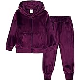 Kids Tales Girls Velour Hoodie Zipper Sweatsuit Boys 2 Pcs Velvet Tracksuit Zip Up Hoody Tops + Sweatpants Jogger Outfits Set