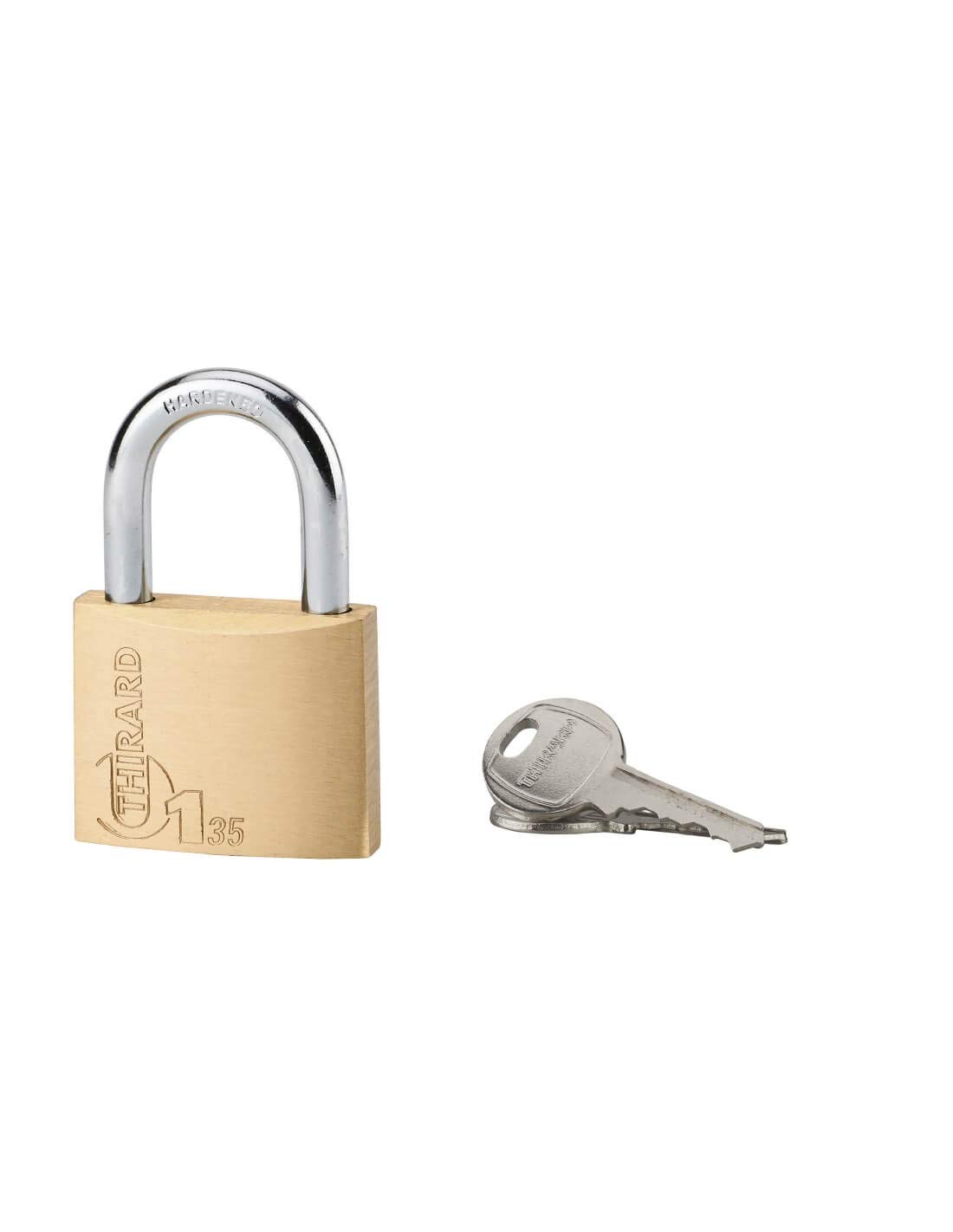 THIRARD 980035 Mach 1 00980035-Padlock Type 1 • 35 mm-1/2 30 mm High Shackle for Size 40 mm Additional Keys on Model No Manufacture on imposed Number, Gold, 35mm + ANSE Acier