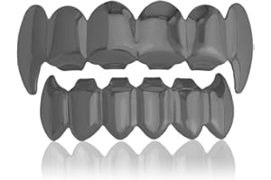 IUODEN 18K Gold Plated Hip Hop Custom Polished Grillz for Your Teeth Grillz - Affordable Diamond Grillz for Rappers and Performers - Vampire Fangs Dental Grill Set