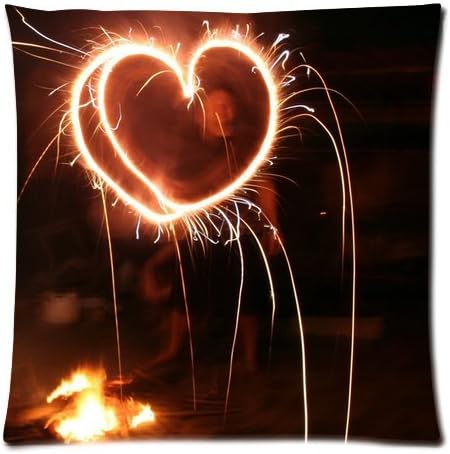 Custom Queen Size Bed Pillowcase DIY Fashion classic POP Heart shaped fireworks Pillowcases Pillowslips Roomy in Size 20" x 20" Inch Pillow slip Bed Pillowcases Pillow cases