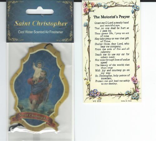Saint/St. Christopher Car Air Freshener with Motorist's Prayer Holy Card