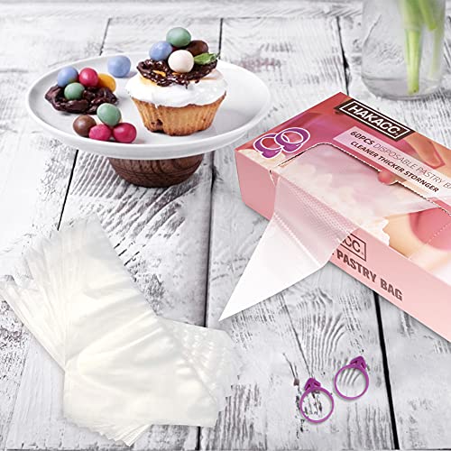 HAKACC Disposable Pastry Bags,120PCS Plastic Icing Bags with Dispenser Packaging