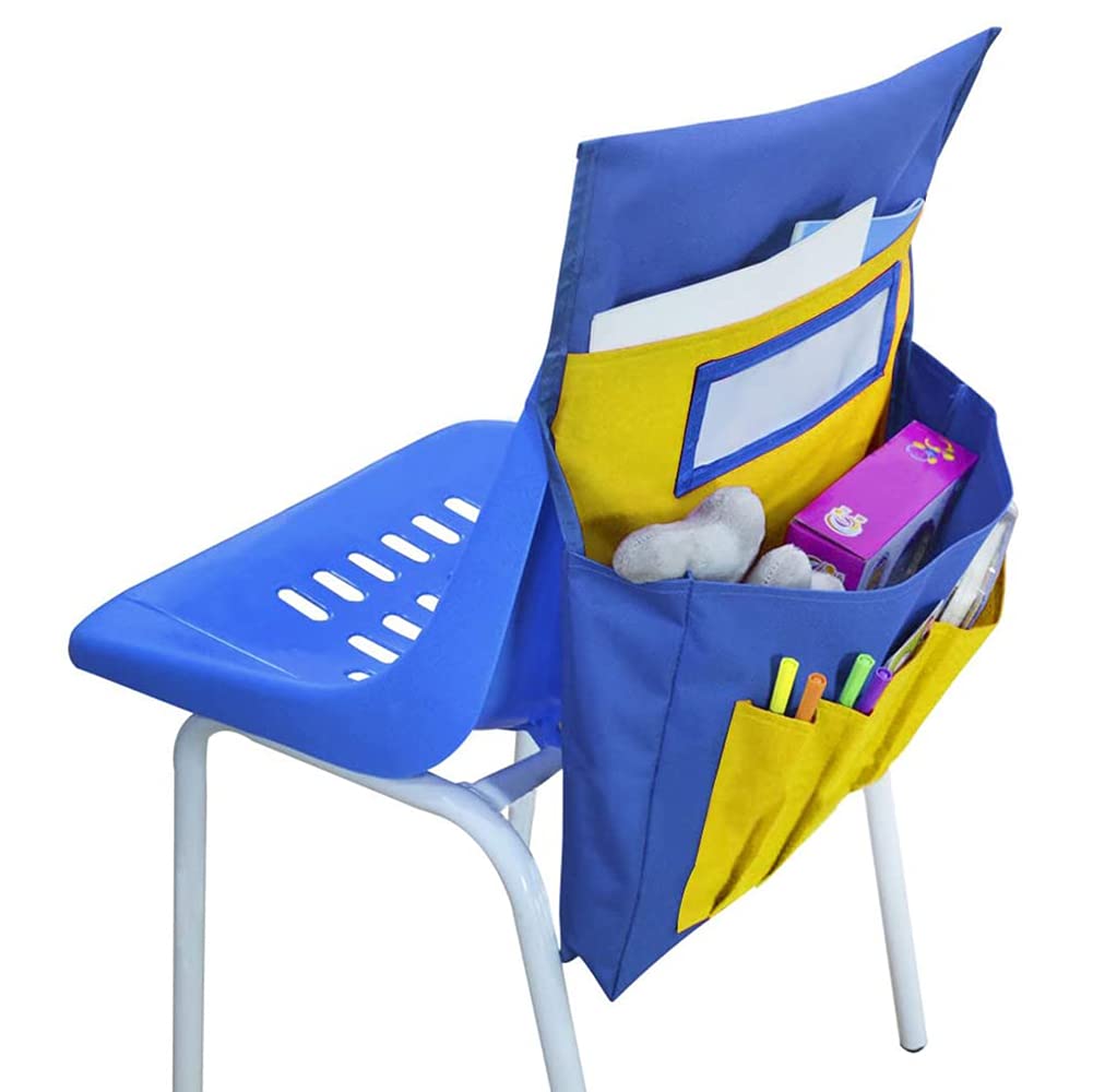 Chair Pocket for Classroom School Chair Pockets Storage Organiser with Name Tag Slot Chair Back Pockets Hanging Storage Bag for Classroom/Daycare/Home/School