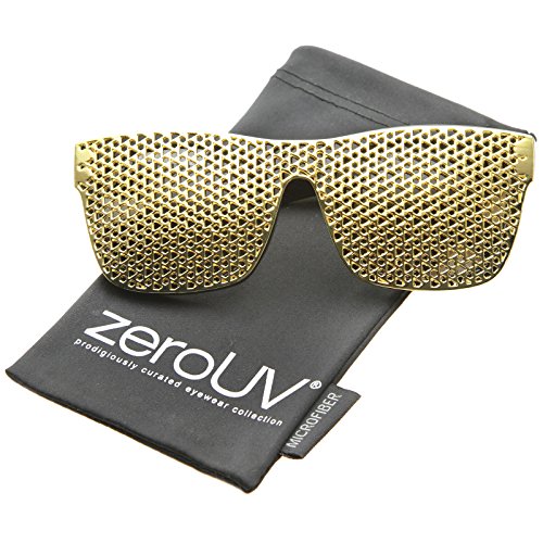 zeroUV - Futuristic Magnetic Clip On Lens Square Flat Top Horn Rimmed Sunglasses 63mm (Black-Gold / Smoke)