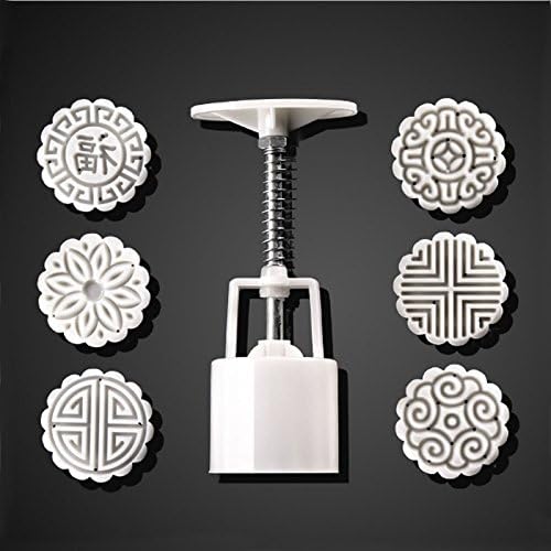 Circle Moon Cake Mold with 6 Stamps Cookie Tools Mooncake Mold 50g